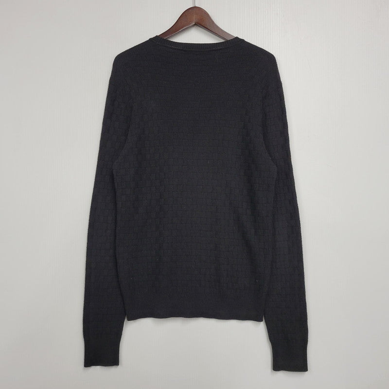 【中古品】【メンズ】 LOUIS VUITTON ルイ・ヴィトン DAMIER CREW NECK SWEATER HBN45WF99 ダミエ クルーネックセーター 長袖 141-260909-as-14-izu サイズ：XS カラー：ブラック 万代Net店
