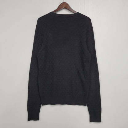 【中古品】【メンズ】 LOUIS VUITTON ルイ・ヴィトン DAMIER CREW NECK SWEATER HBN45WF99 ダミエ クルーネックセーター 長袖 141-260909-as-14-izu サイズ：XS カラー：ブラック 万代Net店