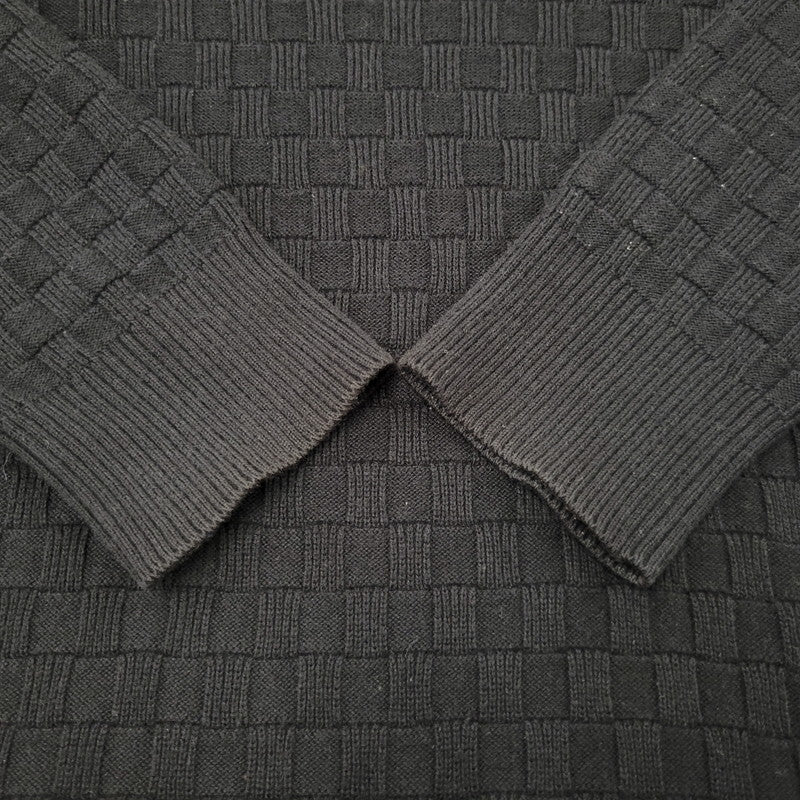 【中古品】【メンズ】 LOUIS VUITTON ルイ・ヴィトン DAMIER CREW NECK SWEATER HBN45WF99 ダミエ クルーネックセーター 長袖 141-260909-as-14-izu サイズ：XS カラー：ブラック 万代Net店