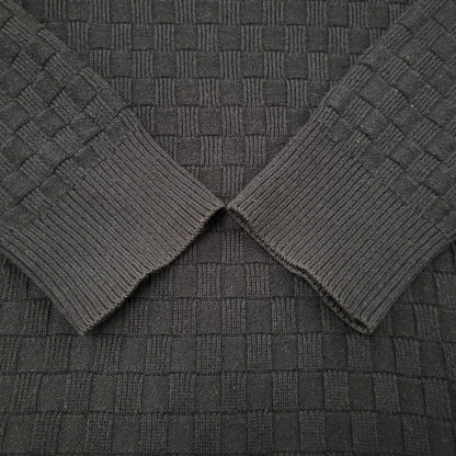 【中古品】【メンズ】 LOUIS VUITTON ルイ・ヴィトン DAMIER CREW NECK SWEATER HBN45WF99 ダミエ クルーネックセーター 長袖 141-260909-as-14-izu サイズ：XS カラー：ブラック 万代Net店