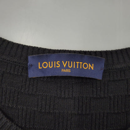 【中古品】【メンズ】 LOUIS VUITTON ルイ・ヴィトン DAMIER CREW NECK SWEATER HBN45WF99 ダミエ クルーネックセーター 長袖 141-260909-as-14-izu サイズ：XS カラー：ブラック 万代Net店