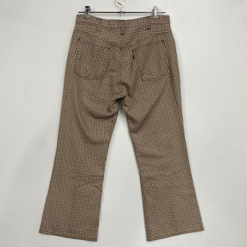 【中古品】【メンズ】 LEVI'S リーバイス 42TALON ZIP タロン ジップ 黒タブ BIG-E 70-80S CHECK FLARE PANTS チェック フレア パンツ ズボン ボトムス 157-260919-ya-09-izu サイズ：下記参照 カラー：ブラウン系 万代Net店