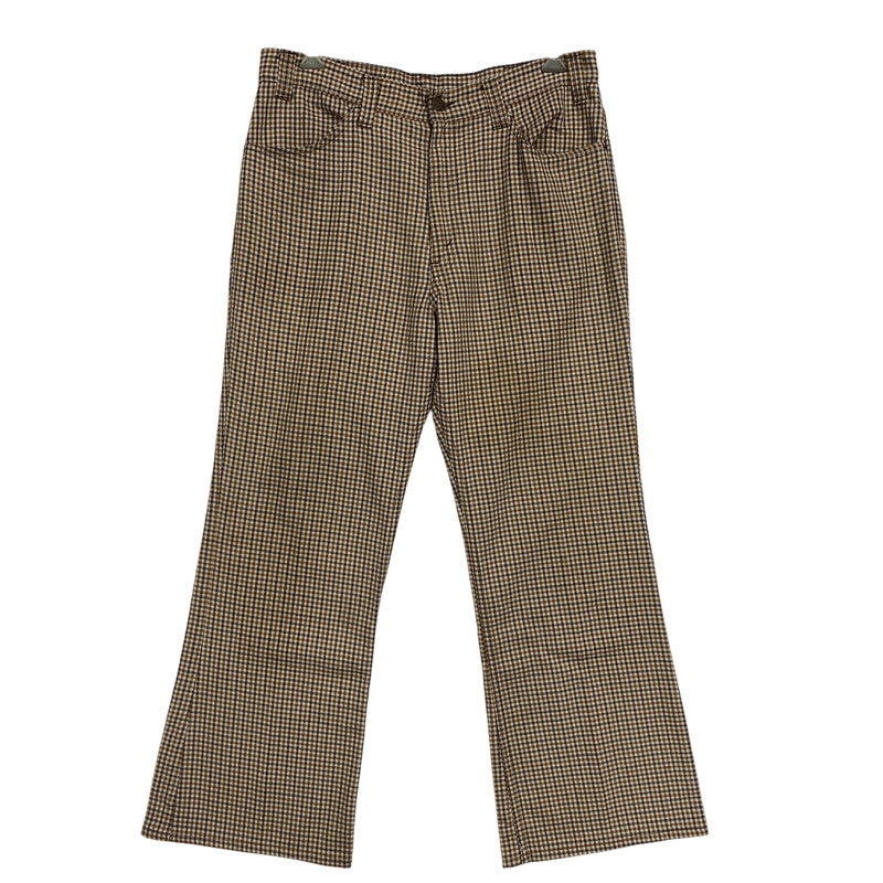 【中古品】【メンズ】 LEVI'S リーバイス 42TALON ZIP タロン ジップ 黒タブ BIG-E 70-80S CHECK FLARE PANTS チェック フレア パンツ ズボン ボトムス 157-260919-ya-09-izu サイズ：下記参照 カラー：ブラウン系 万代Net店