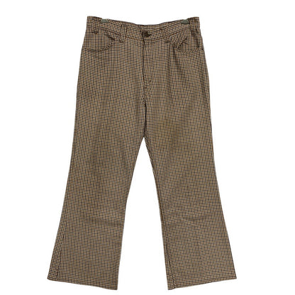 【中古品】【メンズ】 LEVI'S リーバイス 42TALON ZIP タロン ジップ 黒タブ BIG-E 70-80S CHECK FLARE PANTS チェック フレア パンツ ズボン ボトムス 157-260919-ya-09-izu サイズ：下記参照 カラー：ブラウン系 万代Net店
