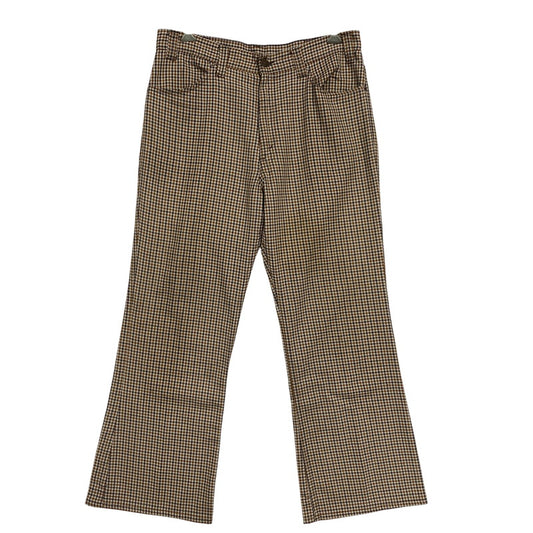 【中古品】【メンズ】 LEVI'S リーバイス 42TALON ZIP タロン ジップ 黒タブ BIG-E 70-80S CHECK FLARE PANTS チェック フレア パンツ ズボン ボトムス 157-260919-ya-09-izu サイズ：下記参照 カラー：ブラウン系 万代Net店