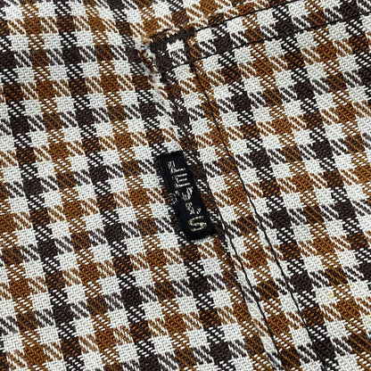 【中古品】【メンズ】 LEVI'S リーバイス 42TALON ZIP タロン ジップ 黒タブ BIG-E 70-80S CHECK FLARE PANTS チェック フレア パンツ ズボン ボトムス 157-260919-ya-09-izu サイズ：下記参照 カラー：ブラウン系 万代Net店