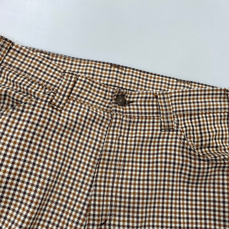 【中古品】【メンズ】 LEVI'S リーバイス 42TALON ZIP タロン ジップ 黒タブ BIG-E 70-80S CHECK FLARE PANTS チェック フレア パンツ ズボン ボトムス 157-260919-ya-09-izu サイズ：下記参照 カラー：ブラウン系 万代Net店