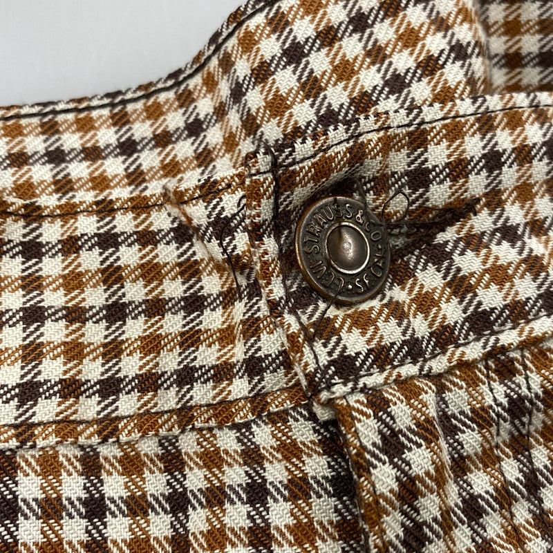 【中古品】【メンズ】 LEVI'S リーバイス 42TALON ZIP タロン ジップ 黒タブ BIG-E 70-80S CHECK FLARE PANTS チェック フレア パンツ ズボン ボトムス 157-260919-ya-09-izu サイズ：下記参照 カラー：ブラウン系 万代Net店