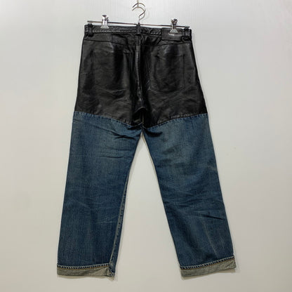 【中古品】【メンズ】 UNDERCOVERISM アンダーカバーイズム H4513-1 ミラー期 11AW LEATHER DOCKING DENIM PANTS レザー ドッキング デニム パンツ ボトムス ズボン 151-260909-cs-02-izu サイズ：3 カラー：インディゴ×ブラック 万代Net店