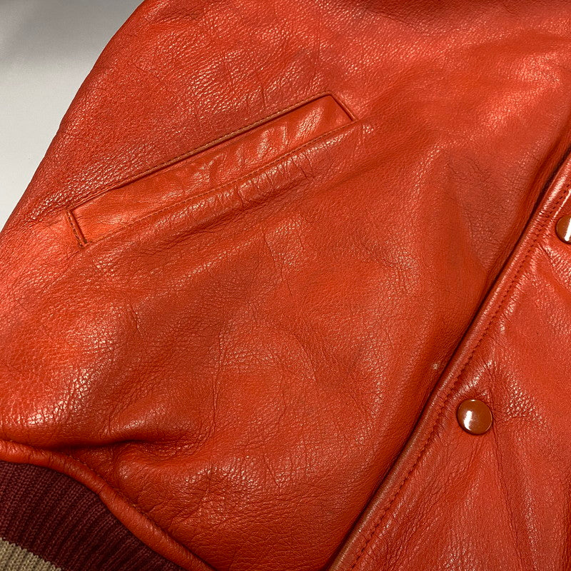 【現状渡し品】【メンズ】 GNOME MEN'S グノーム 03 LEATHER STADIUM JACKET 545-5176 レザースタジアムジャケット スタジャン 146-260919-as-09-izu サイズ：F カラー：レッド系 万代Net店