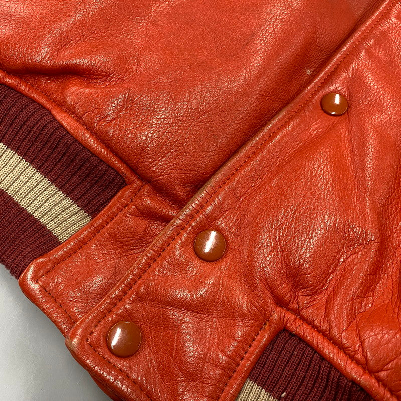 【現状渡し品】【メンズ】 GNOME MEN'S グノーム 03 LEATHER STADIUM JACKET 545-5176 レザースタジアムジャケット スタジャン 146-260919-as-09-izu サイズ：F カラー：レッド系 万代Net店