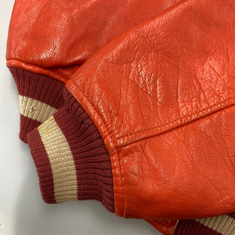 【現状渡し品】【メンズ】 GNOME MEN'S グノーム 03 LEATHER STADIUM JACKET 545-5176 レザースタジアムジャケット スタジャン 146-260919-as-09-izu サイズ：F カラー：レッド系 万代Net店