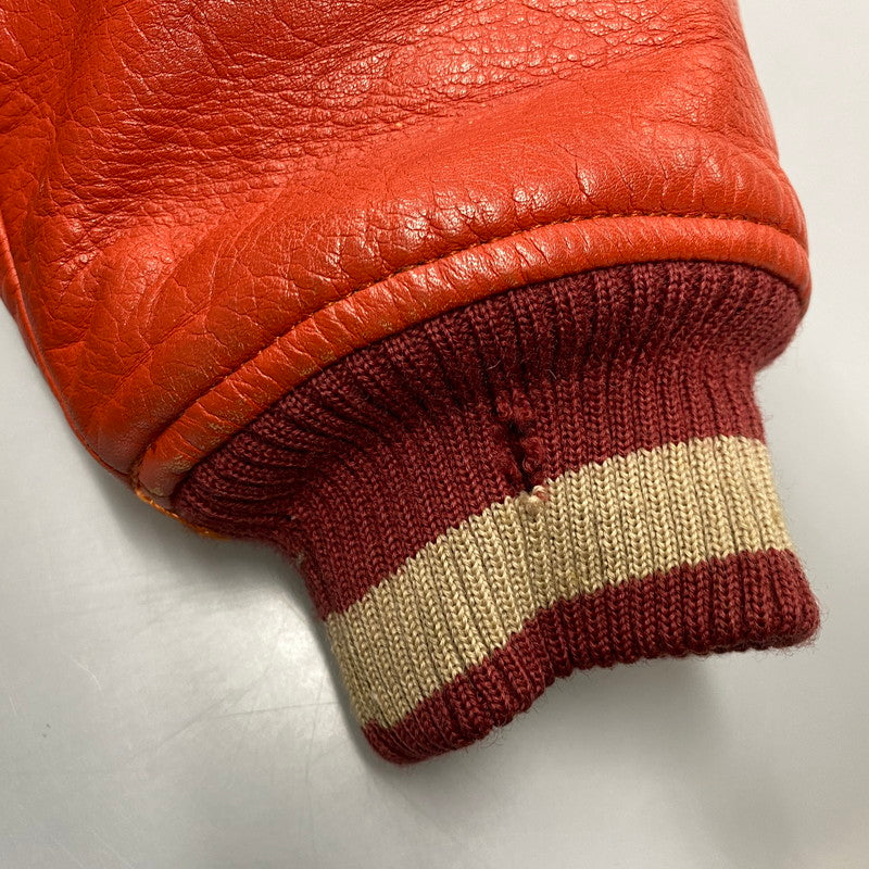 【現状渡し品】【メンズ】 GNOME MEN'S グノーム 03 LEATHER STADIUM JACKET 545-5176 レザースタジアムジャケット スタジャン 146-260919-as-09-izu サイズ：F カラー：レッド系 万代Net店