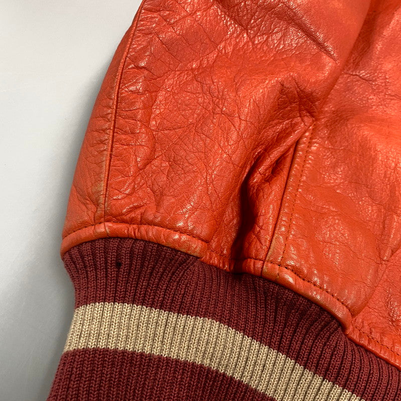 【現状渡し品】【メンズ】 GNOME MEN'S グノーム 03 LEATHER STADIUM JACKET 545-5176 レザースタジアムジャケット スタジャン 146-260919-as-09-izu サイズ：F カラー：レッド系 万代Net店
