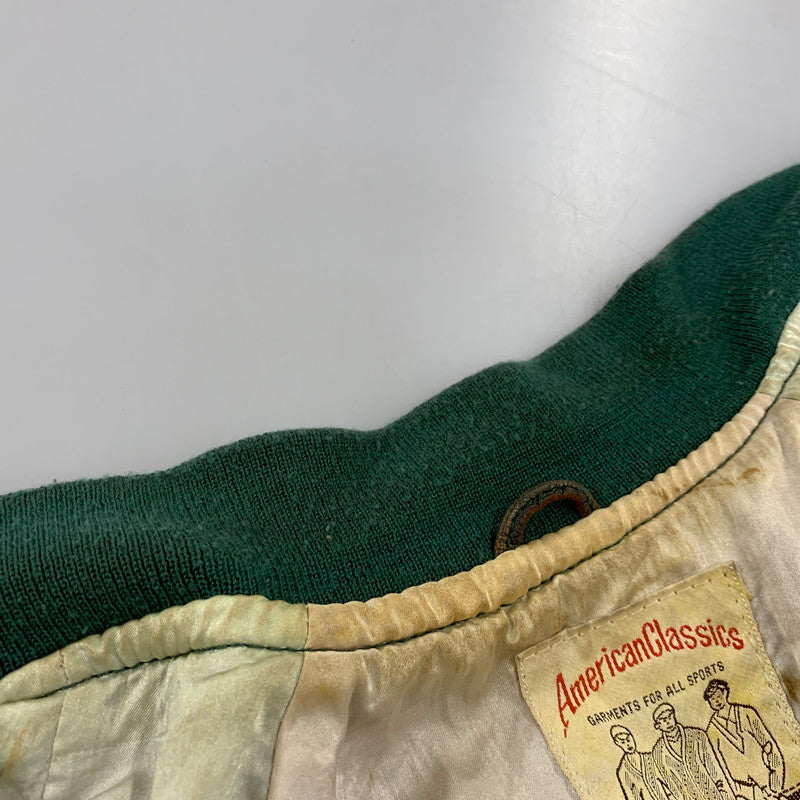 【現状渡し品】【メンズ】 AVIREX アヴィレックス AMERICAN CLASSICS アメリカン クラシックス 切替 AVIREX TRACK USA LEATHER JACKET レザー ジャケット アウター 146-260909-cs-11-izu サイズ：L カラー：グリーン系 万代Net店