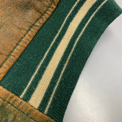 【現状渡し品】【メンズ】 AVIREX アヴィレックス AMERICAN CLASSICS アメリカン クラシックス 切替 AVIREX TRACK USA LEATHER JACKET レザー ジャケット アウター 146-260909-cs-11-izu サイズ：L カラー：グリーン系 万代Net店