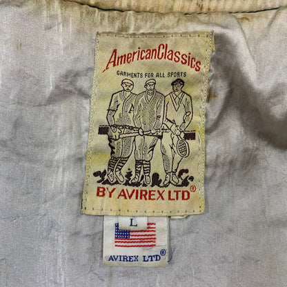 【現状渡し品】【メンズ】 AVIREX アヴィレックス AMERICAN CLASSICS アメリカン クラシックス 切替 AVIREX TRACK USA LEATHER JACKET レザー ジャケット アウター 146-260909-cs-11-izu サイズ：L カラー：グリーン系 万代Net店
