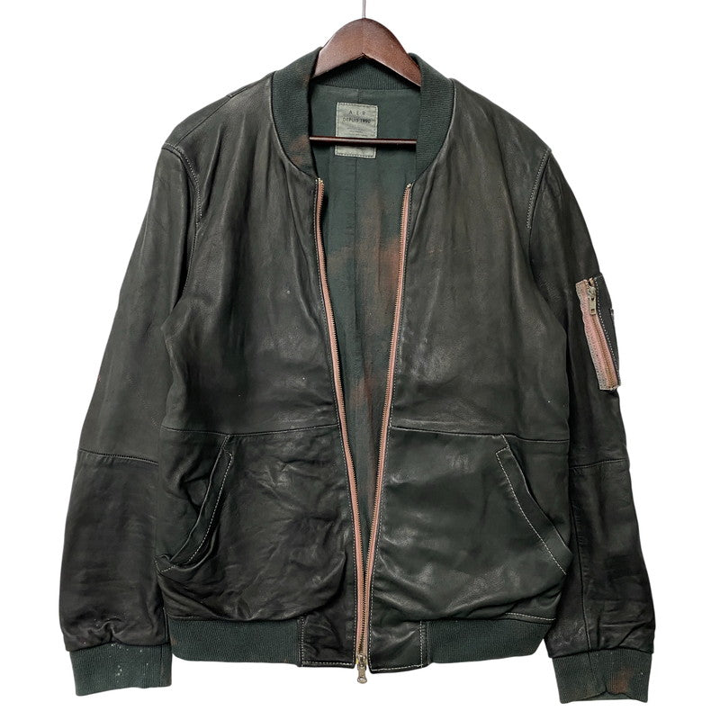 【現状渡し品】【メンズ】 ADAM ET ROPE アダム エ ロペ LEATHER MA-1 JACKET GMJ-001-3701-B レザー ジャケット 140-260919-as-08-izu サイズ：42 カラー：グリーン系 万代Net店