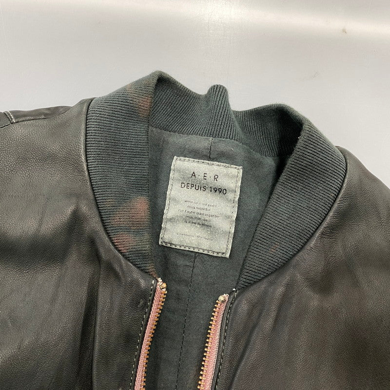 【現状渡し品】【メンズ】 ADAM ET ROPE アダム エ ロペ LEATHER MA-1 JACKET GMJ-001-3701-B レザー ジャケット 140-260919-as-08-izu サイズ：42 カラー：グリーン系 万代Net店