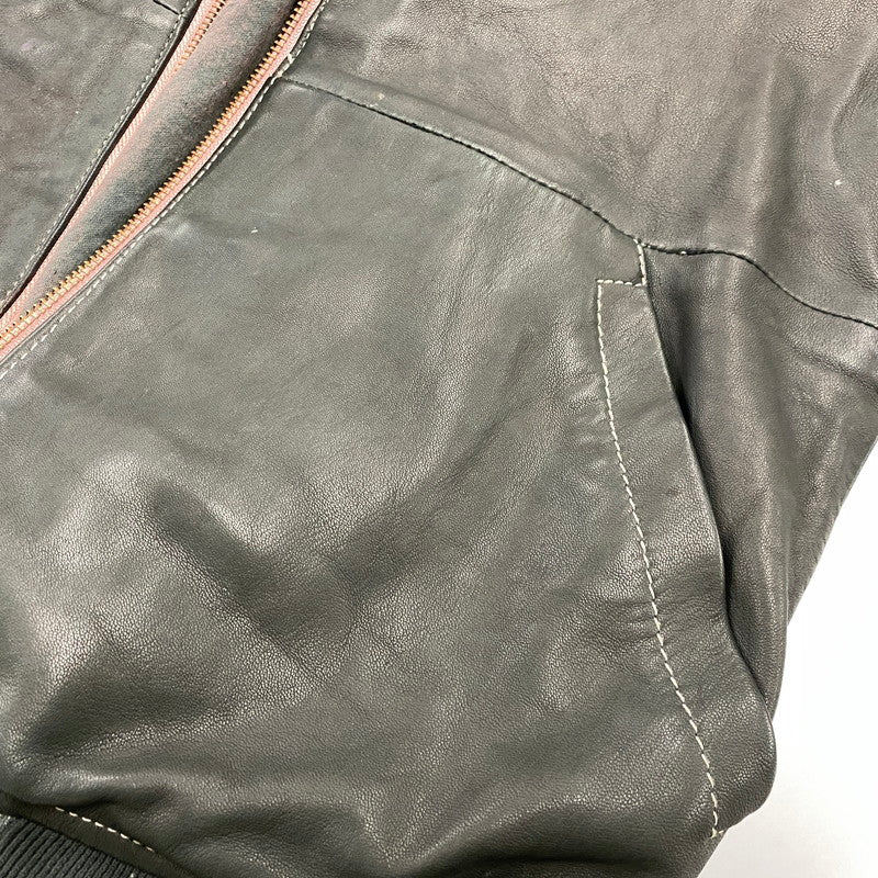 【現状渡し品】【メンズ】 ADAM ET ROPE アダム エ ロペ LEATHER MA-1 JACKET GMJ-001-3701-B レザー ジャケット 140-260919-as-08-izu サイズ：42 カラー：グリーン系 万代Net店
