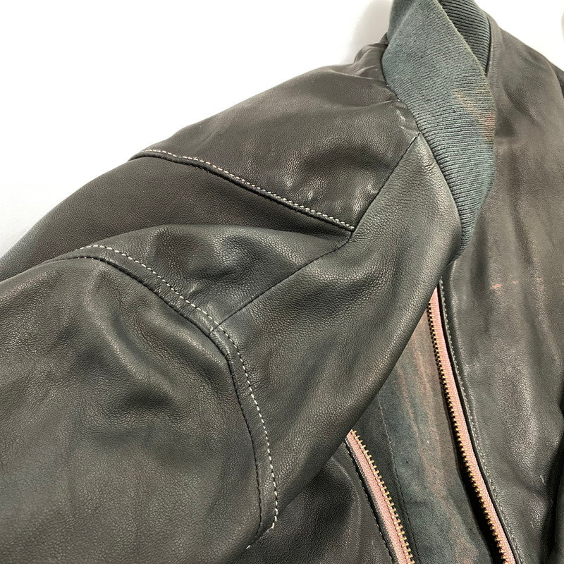【現状渡し品】【メンズ】 ADAM ET ROPE アダム エ ロペ LEATHER MA-1 JACKET GMJ-001-3701-B レザー ジャケット 140-260919-as-08-izu サイズ：42 カラー：グリーン系 万代Net店