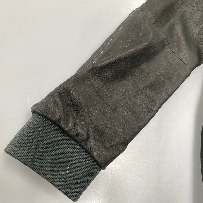 【現状渡し品】【メンズ】 ADAM ET ROPE アダム エ ロペ LEATHER MA-1 JACKET GMJ-001-3701-B レザー ジャケット 140-260919-as-08-izu サイズ：42 カラー：グリーン系 万代Net店