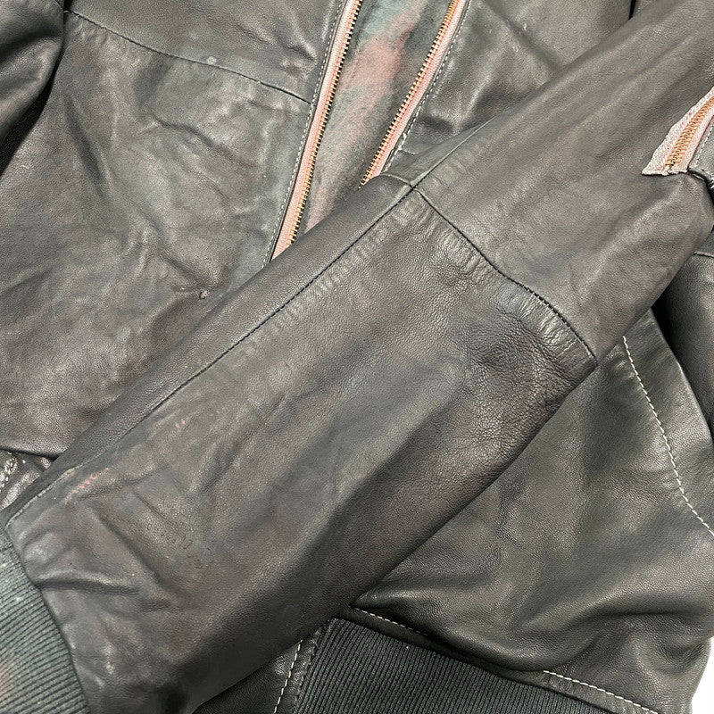 【現状渡し品】【メンズ】 ADAM ET ROPE アダム エ ロペ LEATHER MA-1 JACKET GMJ-001-3701-B レザー ジャケット 140-260919-as-08-izu サイズ：42 カラー：グリーン系 万代Net店