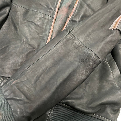 【現状渡し品】【メンズ】 ADAM ET ROPE アダム エ ロペ LEATHER MA-1 JACKET GMJ-001-3701-B レザー ジャケット 140-260919-as-08-izu サイズ：42 カラー：グリーン系 万代Net店