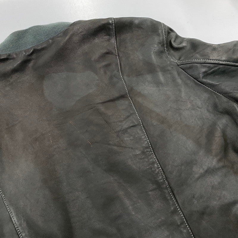 【現状渡し品】【メンズ】 ADAM ET ROPE アダム エ ロペ LEATHER MA-1 JACKET GMJ-001-3701-B レザー ジャケット 140-260919-as-08-izu サイズ：42 カラー：グリーン系 万代Net店