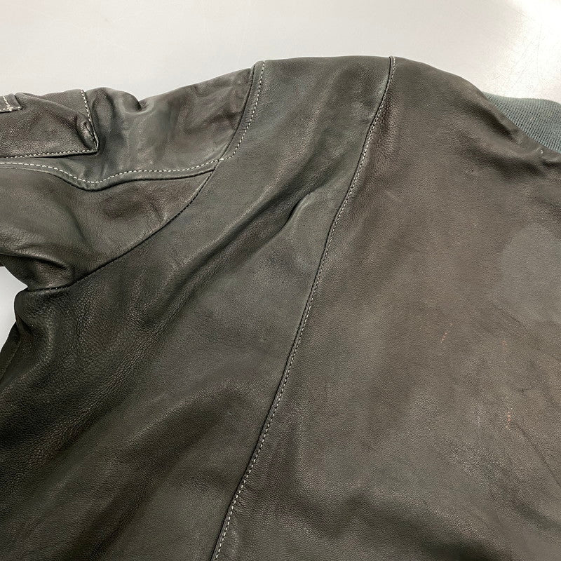 【現状渡し品】【メンズ】 ADAM ET ROPE アダム エ ロペ LEATHER MA-1 JACKET GMJ-001-3701-B レザー ジャケット 140-260919-as-08-izu サイズ：42 カラー：グリーン系 万代Net店