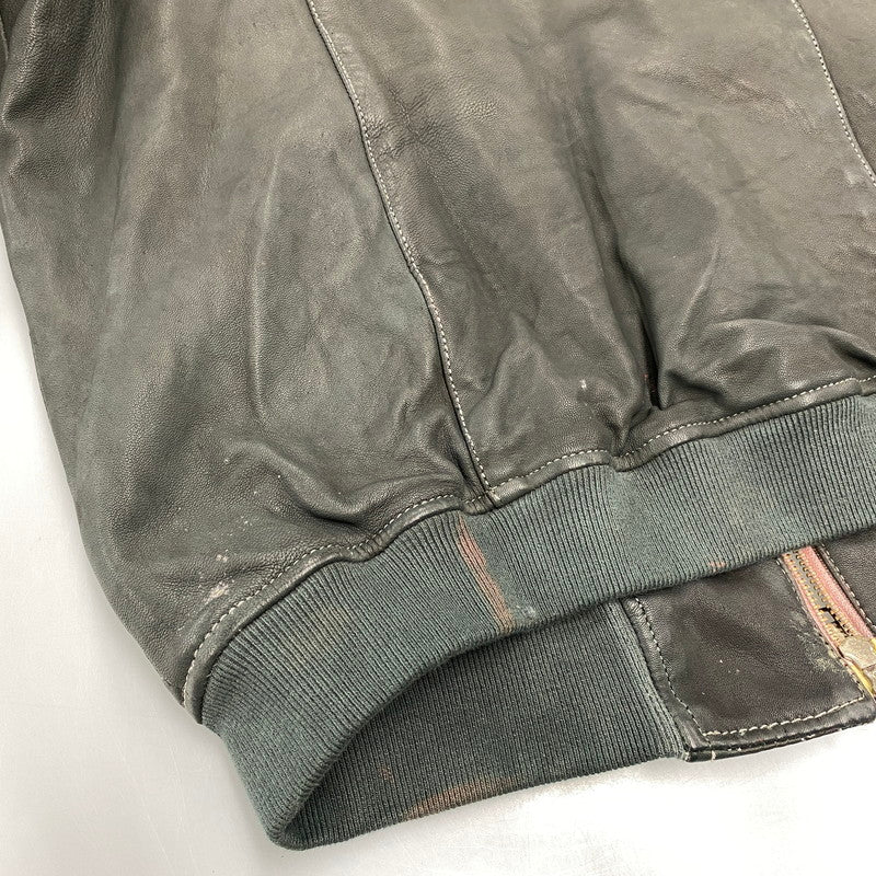 【現状渡し品】【メンズ】 ADAM ET ROPE アダム エ ロペ LEATHER MA-1 JACKET GMJ-001-3701-B レザー ジャケット 140-260919-as-08-izu サイズ：42 カラー：グリーン系 万代Net店
