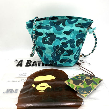 【中古美品】【レディース】 A BATHING APE アベイシングエイプ×SAINT MICHAEL セントマイケル SM-YS8-0000-C35 001SGK231901C CHAIN SNAP BAG チェーン スナップ バッグ カバン 鞄 188-260910-cs-05-izu カラー：グリーン系 万代Net店