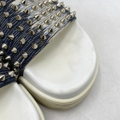 【現状渡し品】【メンズ】 CHRISTIAN LOUBOUTIN クリスチャンルブタン POOL FUN SLIDE SANDAL プール ファン スライド サンダル シューズ 靴 183-260910-cs-03-izu サイズ：41 1/2 カラー：ホワイト×インディゴ 万代Net店