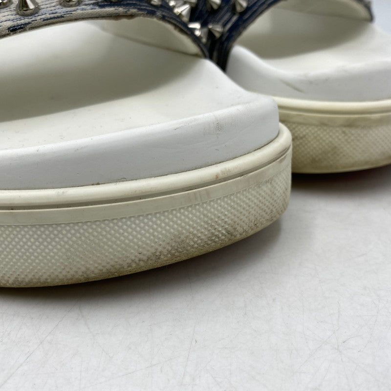 【現状渡し品】【メンズ】 CHRISTIAN LOUBOUTIN クリスチャンルブタン POOL FUN SLIDE SANDAL プール ファン スライド サンダル シューズ 靴 183-260910-cs-03-izu サイズ：41 1/2 カラー：ホワイト×インディゴ 万代Net店