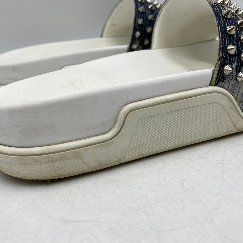 【現状渡し品】【メンズ】 CHRISTIAN LOUBOUTIN クリスチャンルブタン POOL FUN SLIDE SANDAL プール ファン スライド サンダル シューズ 靴 183-260910-cs-03-izu サイズ：41 1/2 カラー：ホワイト×インディゴ 万代Net店