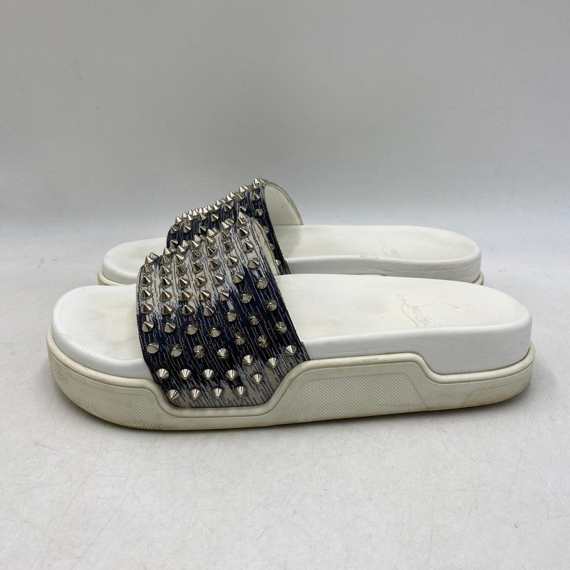 【現状渡し品】【メンズ】 CHRISTIAN LOUBOUTIN クリスチャンルブタン POOL FUN SLIDE SANDAL プール ファン スライド サンダル シューズ 靴 183-260910-cs-03-izu サイズ：41 1/2 カラー：ホワイト×インディゴ 万代Net店