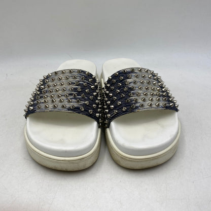 【現状渡し品】【メンズ】 CHRISTIAN LOUBOUTIN クリスチャンルブタン POOL FUN SLIDE SANDAL プール ファン スライド サンダル シューズ 靴 183-260910-cs-03-izu サイズ：41 1/2 カラー：ホワイト×インディゴ 万代Net店