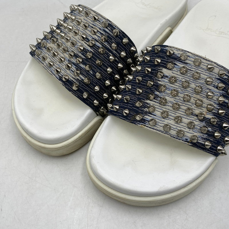 【現状渡し品】【メンズ】 CHRISTIAN LOUBOUTIN クリスチャンルブタン POOL FUN SLIDE SANDAL プール ファン スライド サンダル シューズ 靴 183-260910-cs-03-izu サイズ：41 1/2 カラー：ホワイト×インディゴ 万代Net店