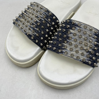 【現状渡し品】【メンズ】 CHRISTIAN LOUBOUTIN クリスチャンルブタン POOL FUN SLIDE SANDAL プール ファン スライド サンダル シューズ 靴 183-260910-cs-03-izu サイズ：41 1/2 カラー：ホワイト×インディゴ 万代Net店