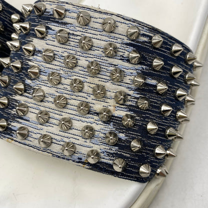 【現状渡し品】【メンズ】 CHRISTIAN LOUBOUTIN クリスチャンルブタン POOL FUN SLIDE SANDAL プール ファン スライド サンダル シューズ 靴 183-260910-cs-03-izu サイズ：41 1/2 カラー：ホワイト×インディゴ 万代Net店