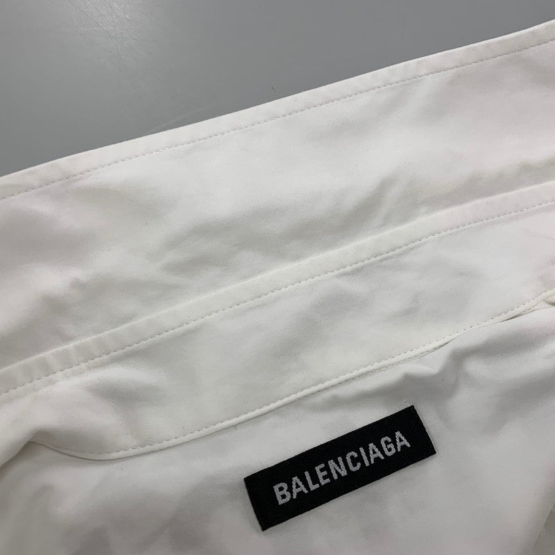 【中古品】【メンズ】 BALENCIAGA バレンシアガ 556878 BACK LOGO LS BD SHIRT バック ロゴ ロングスリーブ ボタンダウン シャツ トップス 長袖 141-260923-cs-03-izu サイズ：36 カラー：ホワイト 万代Net店