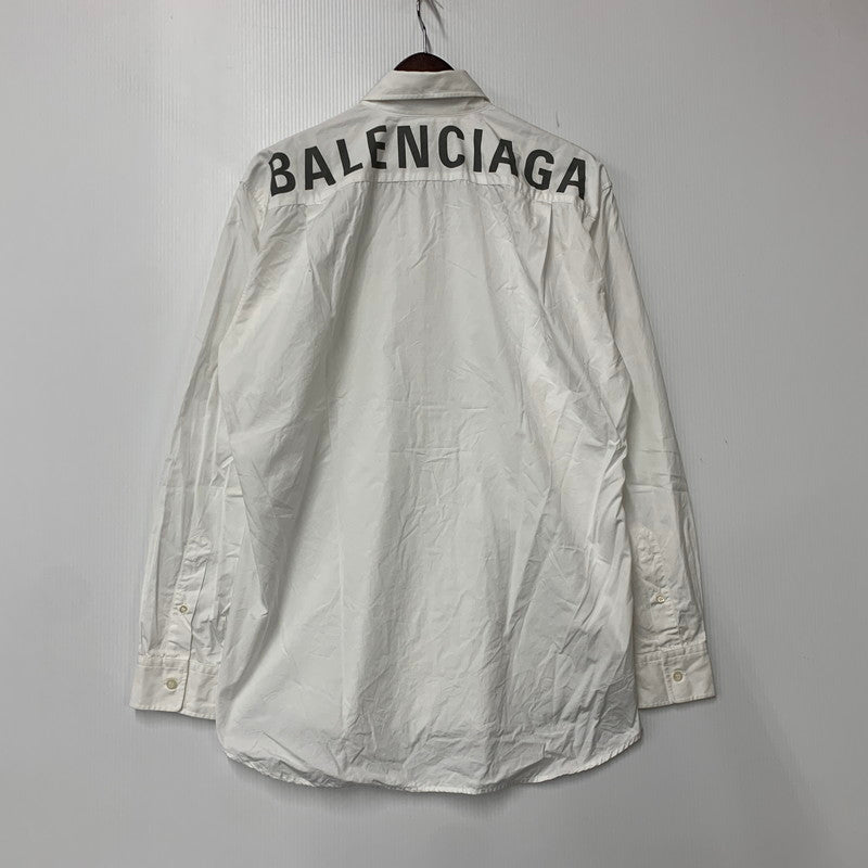 【中古品】【メンズ】 BALENCIAGA バレンシアガ 556878 BACK LOGO LS BD SHIRT バック ロゴ ロングスリーブ ボタンダウン シャツ トップス 長袖 141-260923-cs-03-izu サイズ：36 カラー：ホワイト 万代Net店