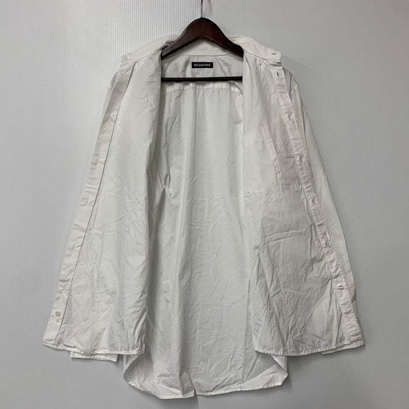 【中古品】【メンズ】 BALENCIAGA バレンシアガ 556878 BACK LOGO LS BD SHIRT バック ロゴ ロングスリーブ ボタンダウン シャツ トップス 長袖 141-260923-cs-03-izu サイズ：36 カラー：ホワイト 万代Net店