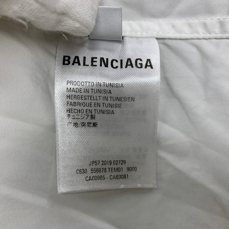【中古品】【メンズ】 BALENCIAGA バレンシアガ 556878 BACK LOGO LS BD SHIRT バック ロゴ ロングスリーブ ボタンダウン シャツ トップス 長袖 141-260923-cs-03-izu サイズ：36 カラー：ホワイト 万代Net店