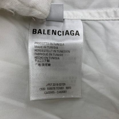【中古品】【メンズ】 BALENCIAGA バレンシアガ 556878 BACK LOGO LS BD SHIRT バック ロゴ ロングスリーブ ボタンダウン シャツ トップス 長袖 141-260923-cs-03-izu サイズ：36 カラー：ホワイト 万代Net店