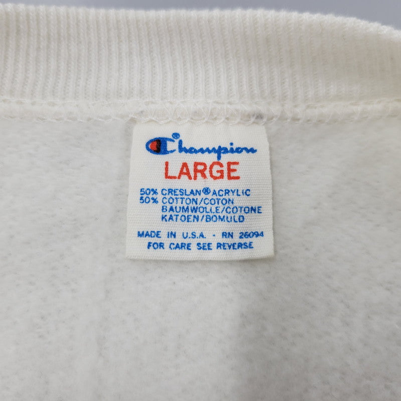 【中古品】【メンズ】 Champion チャンピオン × ABERCROMBIE&FITCH アバークロンビーアンドフィッチ MAN OVERBOARD RAGLAN SWEAT SHIRT ラグラン スウェット USA製 146-260912-as-12-izu サイズ：L カラー：ホワイト 万代Net店