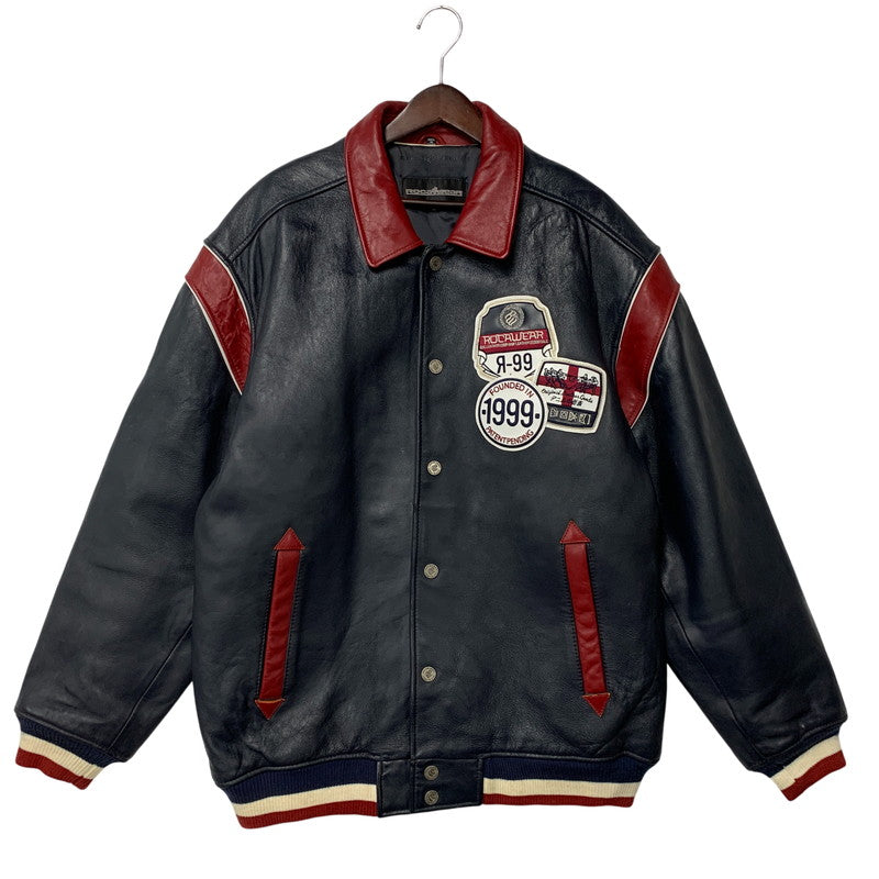 【中古品】【メンズ】 ROCAWEAR ロカウェア LEATHER VARSITY JACKET レザー バーシティ ジャケット アウター 146-260912-kh-01-izu サイズ：L カラー：ネイビー 万代Net店