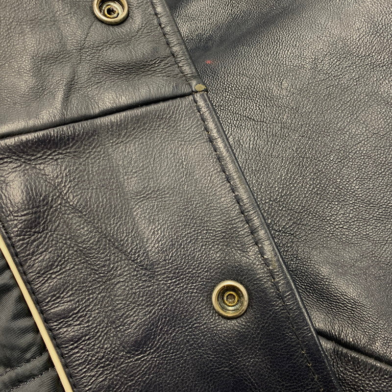 【中古品】【メンズ】 ROCAWEAR ロカウェア LEATHER VARSITY JACKET レザー バーシティ ジャケット アウター 146-260912-kh-01-izu サイズ：L カラー：ネイビー 万代Net店