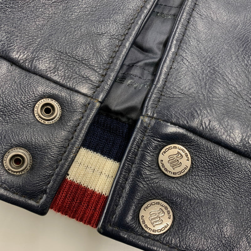 【中古品】【メンズ】 ROCAWEAR ロカウェア LEATHER VARSITY JACKET レザー バーシティ ジャケット アウター 146-260912-kh-01-izu サイズ：L カラー：ネイビー 万代Net店
