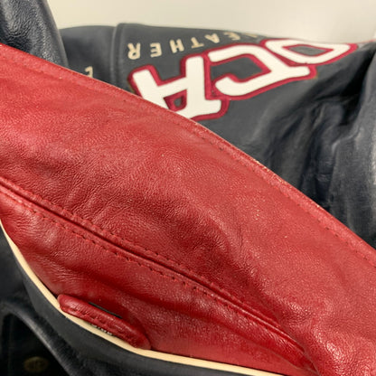 【中古品】【メンズ】 ROCAWEAR ロカウェア LEATHER VARSITY JACKET レザー バーシティ ジャケット アウター 146-260912-kh-01-izu サイズ：L カラー：ネイビー 万代Net店